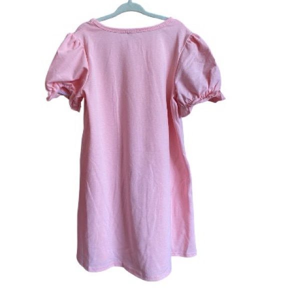 Abby & Evie Pink Dress with Floral Minnie Ears Appliqué Puff Sleeves NWT Size 5 - Picture 7 of 7
